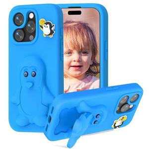 아이폰15 프로 맥스 귀여운 펭귄 캐릭터 거치대 에바폼 케이스
