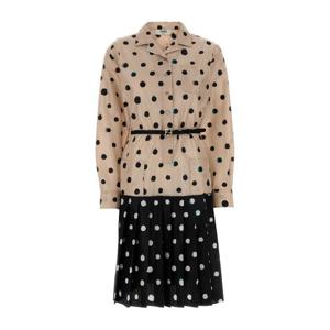 펜디 폴카 도트 벨티드 플리츠 실크 원피스 FDD492AVJQ F1UKB