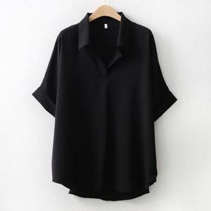 [강물처럼]아이우먼 오픈가오리블라우스 WW5181M408 빅사이즈 (1