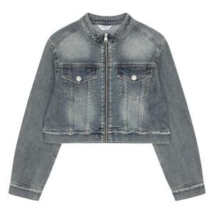 에꼴리에 세이브존03 빈티지 크롭 바이커 데님자켓 26A5551-BL
