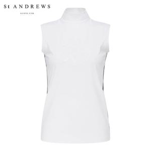 [세인트앤드류스] 여성 엠보 심볼 배색 라인 민소매 티셔츠 821C2TO081_WH