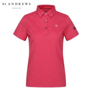 [세인트앤드류스] 여성 크로싱 로고 자가드 반팔 티셔츠 821C2TS058_PK