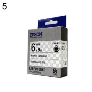 [문구] 라벨테이프 ST-6K-PX 투명 6mmx9M 검정글씨 5개