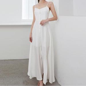 [바이어스]민소매 끈 나시 뷔스티에 롱 플레어 원피스 셀프웨딩