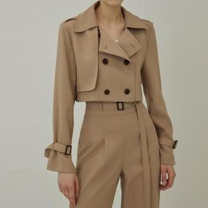 [바이어스]미니 여자 카라넥 더블 트렌치 크롭 숏 자켓 (9940914