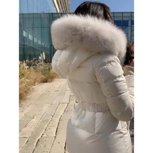[바이어스]고급스러운 겨울 폭스 벨티드 오리털 구스 하프 패딩