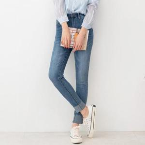 [깨비몰][깨비몰] 여성 하이웨스트 롤업 워싱 스판스키니 청바지