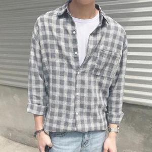 [깨비몰][깨비몰]남자 봄 여름 베이직셔츠 오버핏 캐주얼 체크
