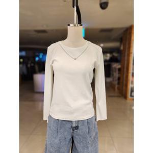 [랩]넥장식 라운드넥 긴팔티셔츠(AS7XT161)