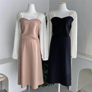 [강물처럼]빅사이즈사랑해요 Q376L312 비스플레어레이원피스 YP