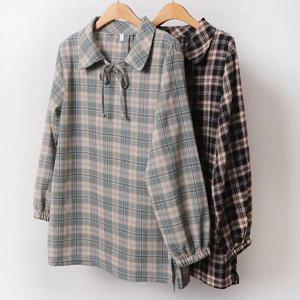 [강물처럼]빅사이즈사랑해요 B426L312 코코민트체크블라우스 MN