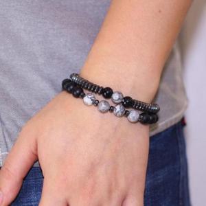 패션팔찌 마노 팔찌 흑석 원석 패션 2p세트