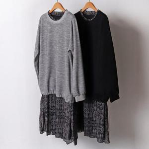 [강물처럼]빅사이즈사랑해요 B965L312 쉬폰이중플레어원피스 MN