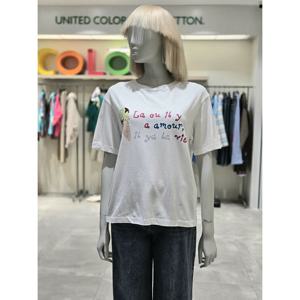 [베네통][베네통] 베네통 아이스크림 스팽글 티셔츠 BATS50531 (