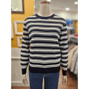 [BCBG]배색 스트라이프 라운드넥 니트 풀오버 B6A2K407