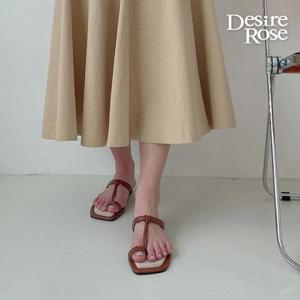 [디자이어로즈][디자이어로즈] 여성 데일리 린넨 레더 플랫 쪼리