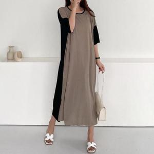 [강물처럼]아이우먼 플리츠배색트임원피스 GLL054M312 빅사이즈