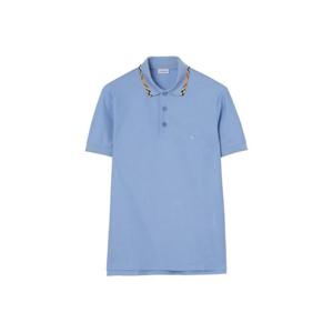 버버리 체크 트리밍 코튼 폴로 셔츠 8126956