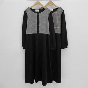 [강물처럼]빅사이즈사랑해요 Q233L311 패턴니트버튼롱원피스 GO