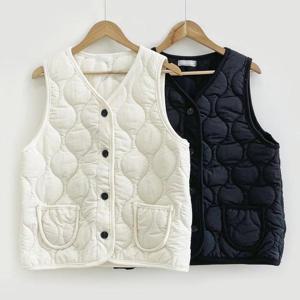 [강물처럼]빅사이즈사랑해요 K541L311 동글패턴단추패딩조끼 ZY