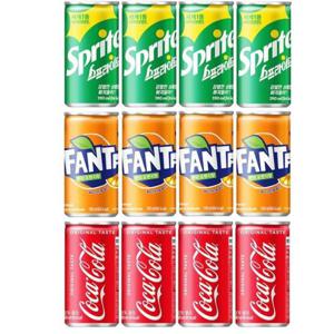 휴대하기편한 코카콜라 환타오렌지 스프라이트 12캔 3종세트 190ml