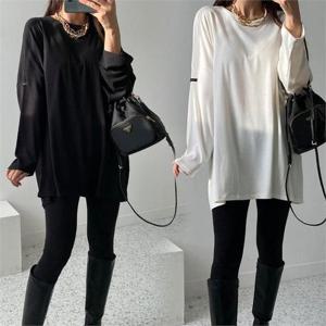 [강물처럼]위쉬몰 RA 핸드라벨기모롱티셔츠(B590H210) 빅사이즈