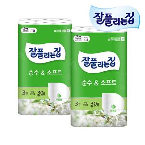 잘풀리는집 순수앤소프트 두루마리휴지 3겹 25M 30롤 X 2개