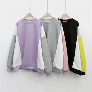 [강물처럼]빅사이즈사랑해요 K482L210 컬러블럭배색기모맨투맨 N