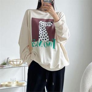 [강물처럼]아이우먼 도트강아지코튼맨투맨 MAN372M210 빅사이즈