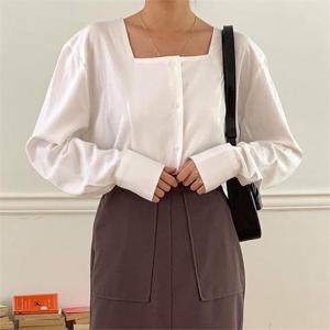 [강물처럼]아이우먼 스퀘어넥코튼블라우스 SSN401M210 빅사이즈