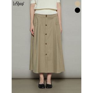 [르샵]페이크 버튼 A라인 플레어 롱 스커트 (BO8SK023A)