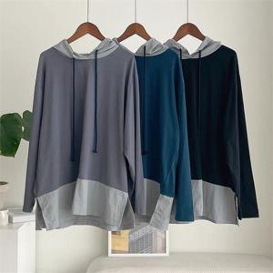 [강물처럼]빅사이즈사랑해요 K440L210 옆트임후드배색티셔츠 IR