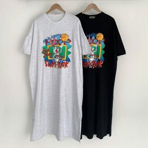 [강물처럼]빅사이즈캐릭터원피스 S009L503 빈티지후프박스원피스