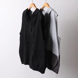 [강물처럼]빅사이즈후디베스트 I435L503 오픈넥배색후드조끼 IR