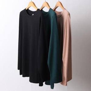 [강물처럼]빅사이즈베이직티 F498L503 무지절개라운드티셔츠 MN