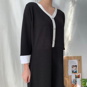 [강물처럼]아이우먼 와이배색블랙원피스 BS9638M503 빅사이즈 (3