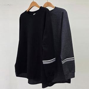 [강물처럼]빅사이즈포인트티 U124L503 심플테입배색언발란스티 M