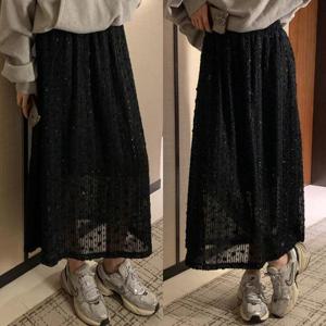 [강물처럼]빅사이즈블링스커트 U126L503 코코밴딩블링레이스치마