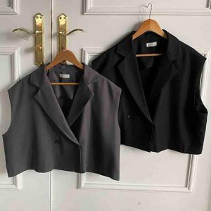 [강물처럼]빅사이즈크롭베스트 U132L503 내추럴오버박시크롭조끼