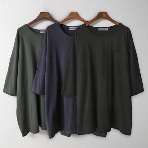 [강물처럼]빅사이즈베이직티 C505L503 글램주머니박스반팔티 NO