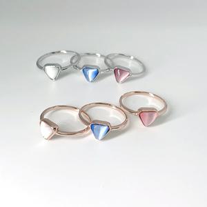 [폭스타일] [실버] 삼각 캣츠아이 반지