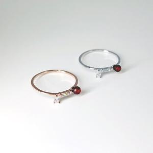 [폭스타일] [실버] 테파 가넷 반지