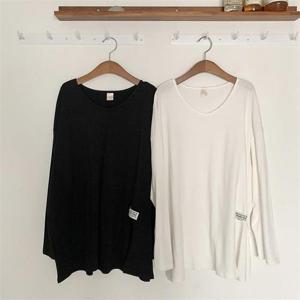 [강물처럼]빅사이즈사랑해요 K425L210 유넥옆트임패치긴팔티 GO