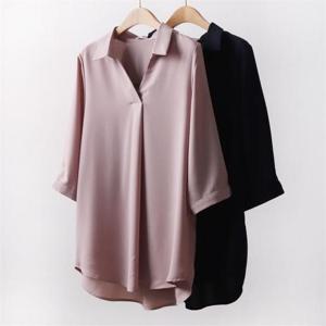 [강물처럼]빅사이즈사랑해요 A369L209 트임카라넥 블라우스 OL (