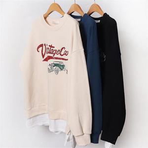 [강물처럼]빅사이즈사랑해요 B473L209 카레이어드트임맨투맨 BN