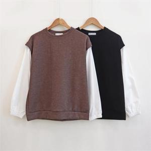 [강물처럼]빅사이즈사랑해요 K400L209 골지소매배색긴팔티 ZY (9