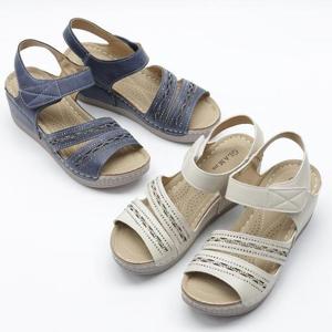 [디자이어로즈][디자이어로즈] 여자 웨지 통굽 가죽 찍찍이샌들