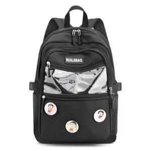 [패션] 가벼운 나일론 백팩 가방 중학생 책가방 투명 포켓
