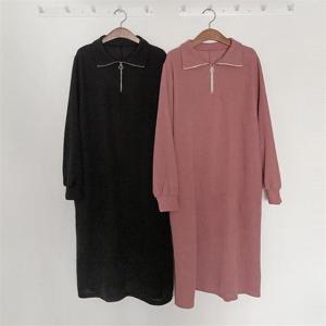 [강물처럼]빅사이즈사랑해요 K343L209 골지반집업롱원피스 GO (9