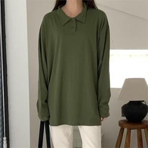 [강물처럼]아이우먼 투버튼카라긴팔티셔츠 SSN241M209 빅사이즈